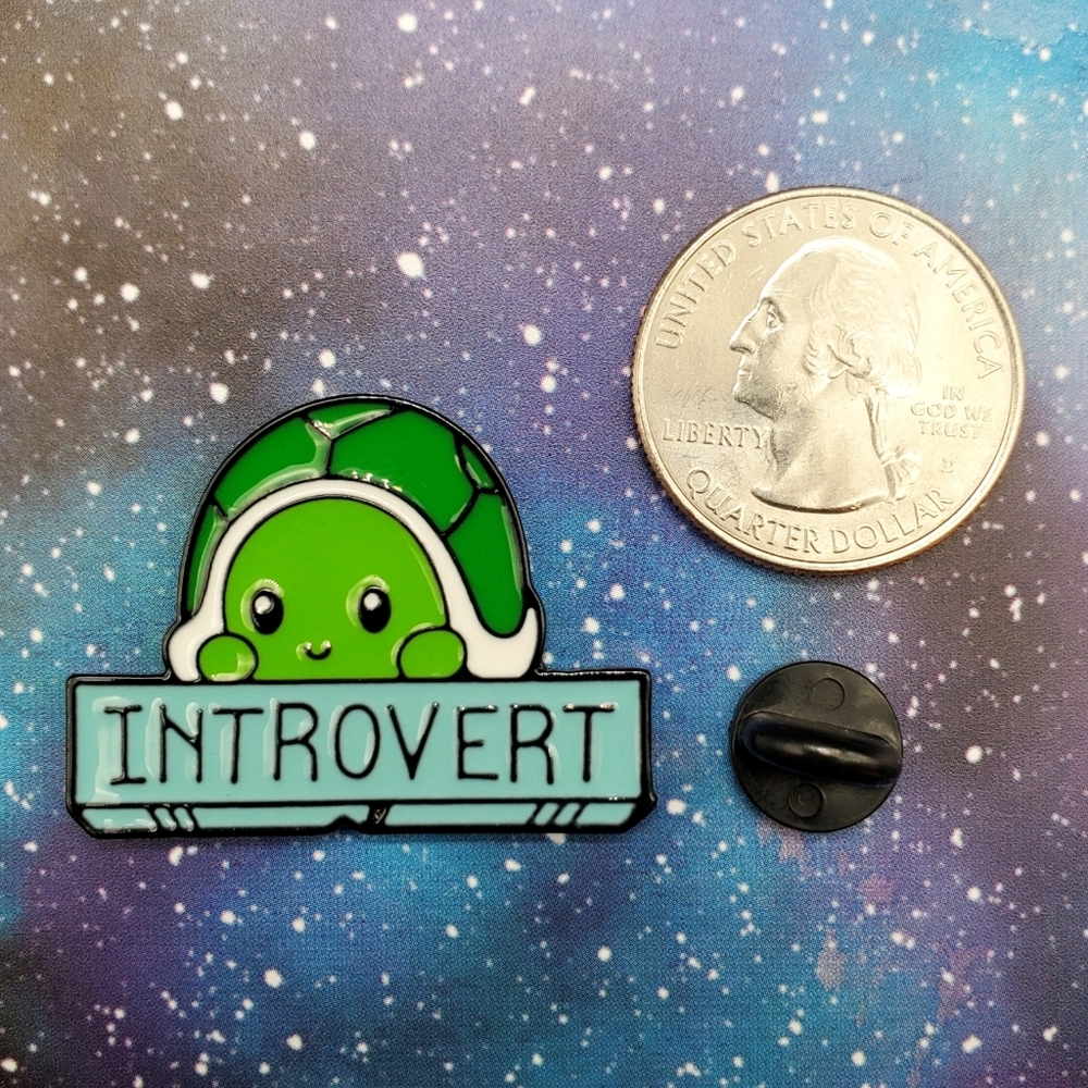 Introvert Turtle Enamel Pin - Picture 2 of 3